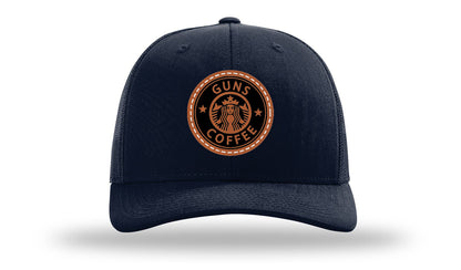 Guns and Coffee Leather Patch Richardson 112 Hat