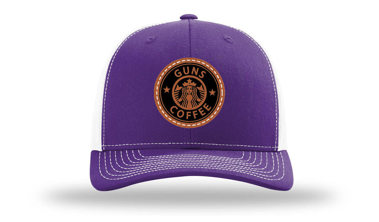 Guns and Coffee Leather Patch Richardson 112 Hat