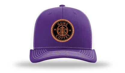 Guns and Coffee Leather Patch Richardson 112 Hat