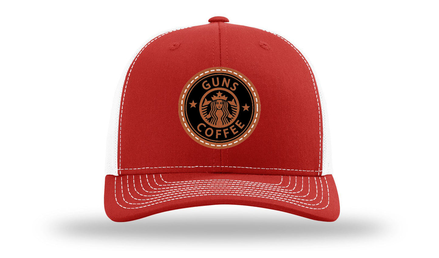 Guns and Coffee Leather Patch Richardson 112 Hat