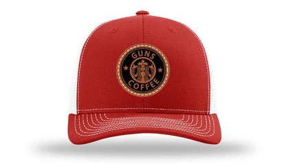 Guns and Coffee Leather Patch Richardson 112 Hat