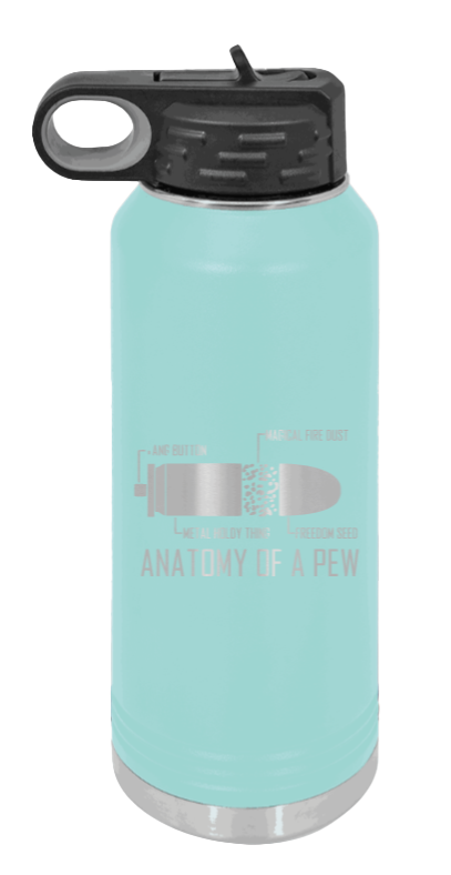 Anatony Of A Pew - 32oz Water Bottle Laser Engraved- Teal