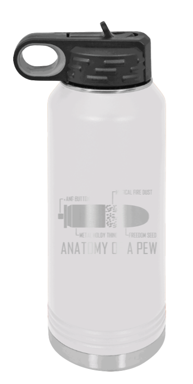 Anatony Of A Pew - 32oz Water Bottle Laser Engraved- White