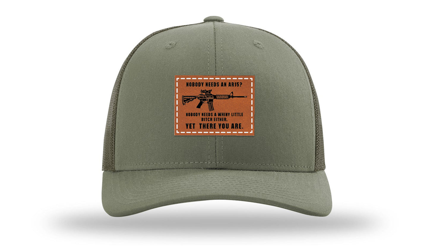 Nobody Needs An AR15 Leather Patch Richardson 112 Hat
