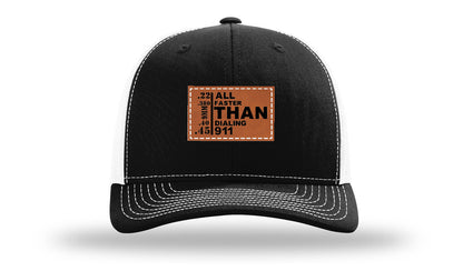All Faster Than Dialing 911 Leather Patch Richardson 112 Hat