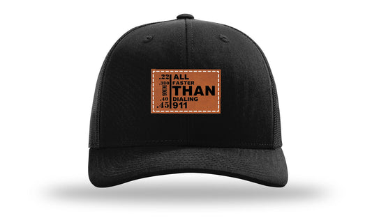 All Faster Than Dialing 911 Leather Patch Richardson 112 Hat