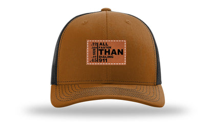 All Faster Than Dialing 911 Leather Patch Richardson 112 Hat