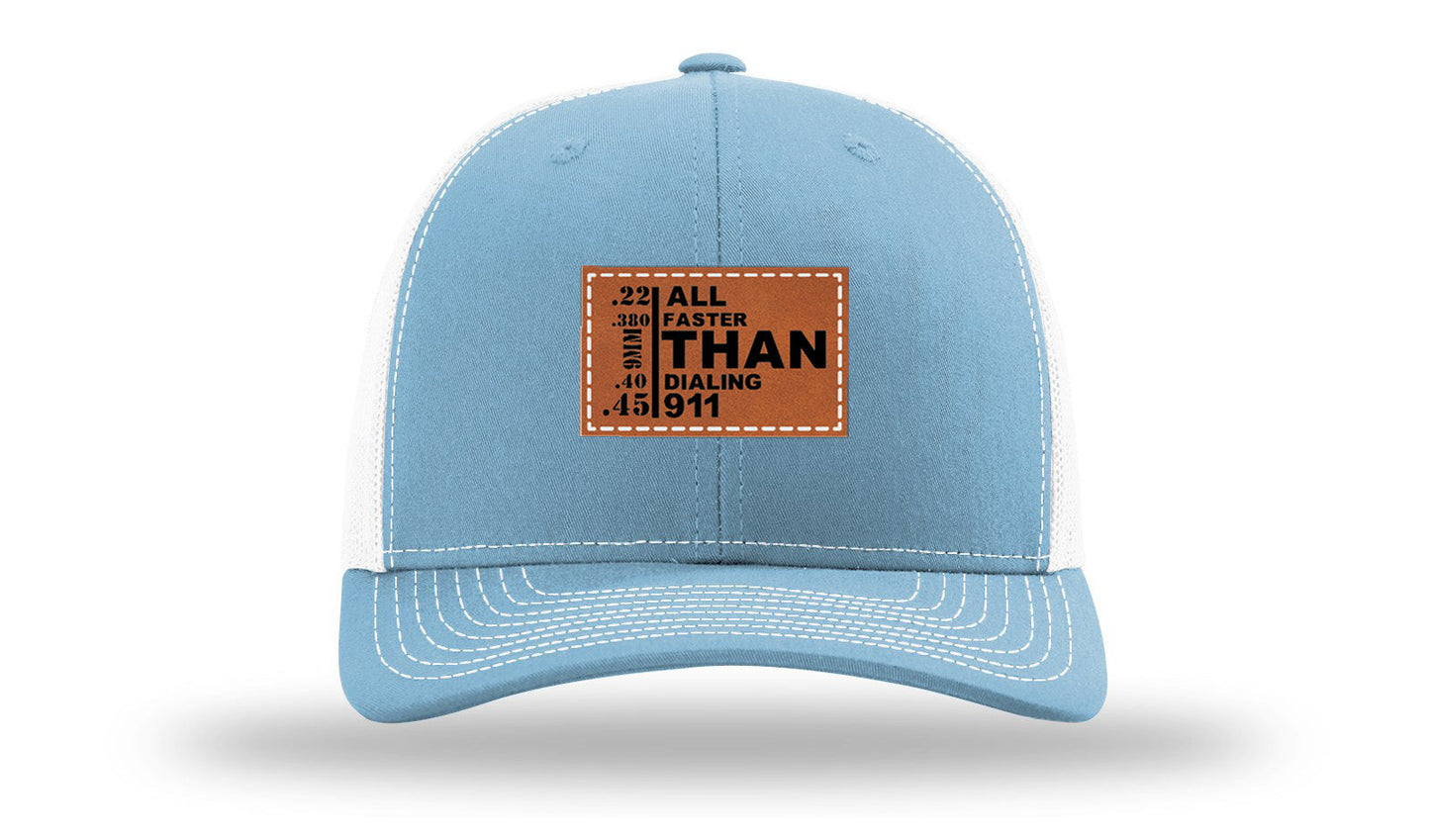 All Faster Than Dialing 911 Leather Patch Richardson 112 Hat