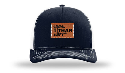 All Faster Than Dialing 911 Leather Patch Richardson 112 Hat