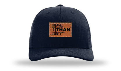 All Faster Than Dialing 911 Leather Patch Richardson 112 Hat