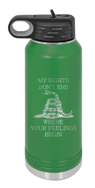 My Rights - 32oz Water Bottle Laser Engraved- Green