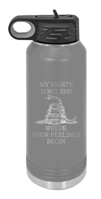 My Rights - 32oz Water Bottle Laser Engraved- Dark Grey