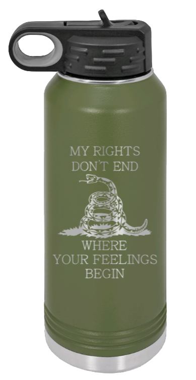 My Rights - 32oz Water Bottle Laser Engraved- Olive