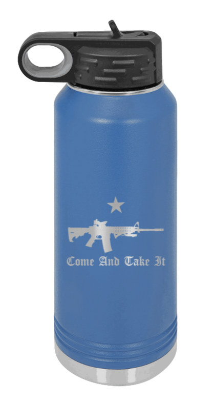 Come And Take It - 32oz Water Bottle Laser Engraved- Royal Blue