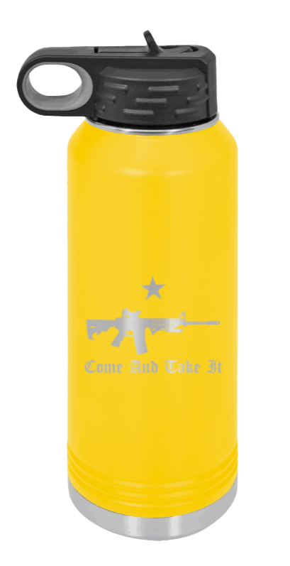 Come And Take It - 32oz Water Bottle Laser Engraved- Yellow