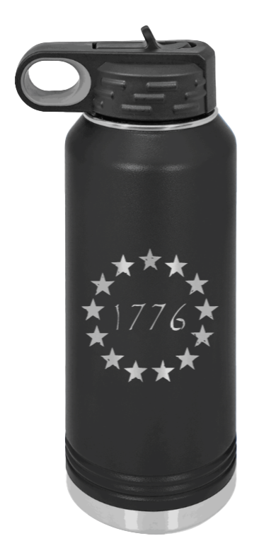 1776 - 32oz Water Bottle Laser Engraved- Black