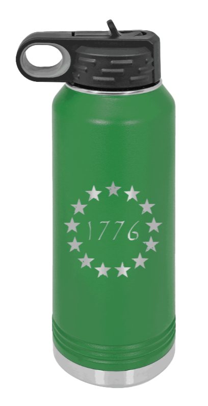 1776 - 32oz Water Bottle Laser Engraved- Green
