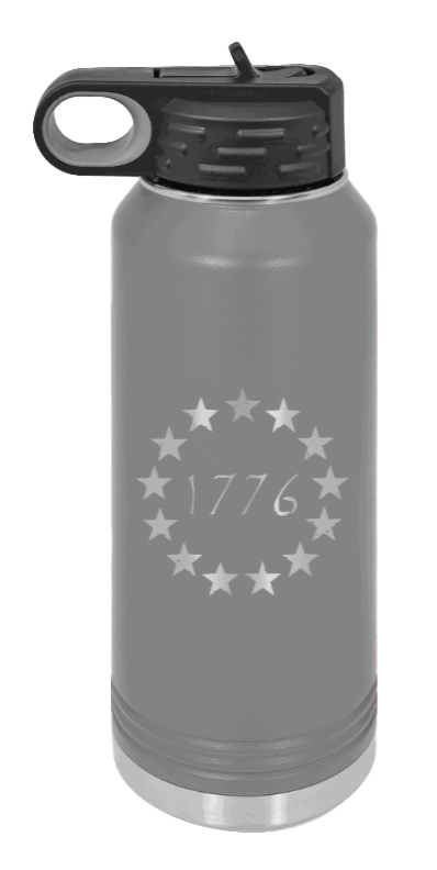 1776 - 32oz Water Bottle Laser Engraved- Dark Grey