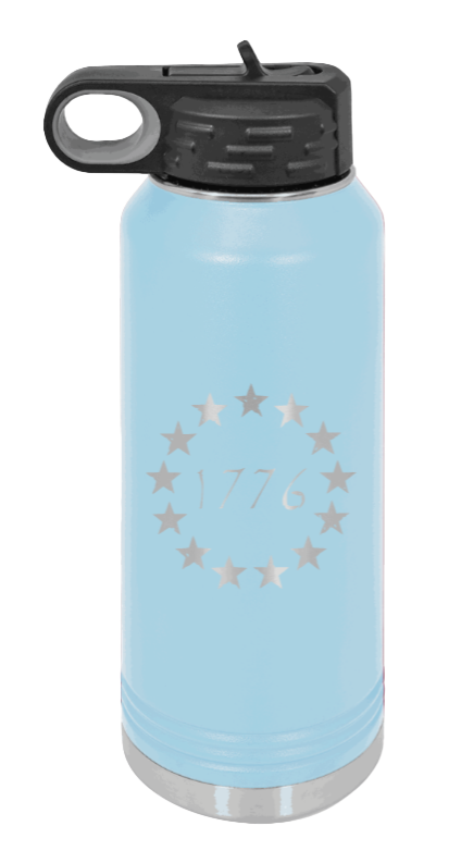 1776 - 32oz Water Bottle Laser Engraved- Light Blue