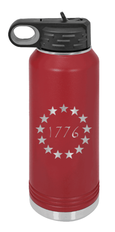 1776 - 32oz Water Bottle Laser Engraved- Maroon