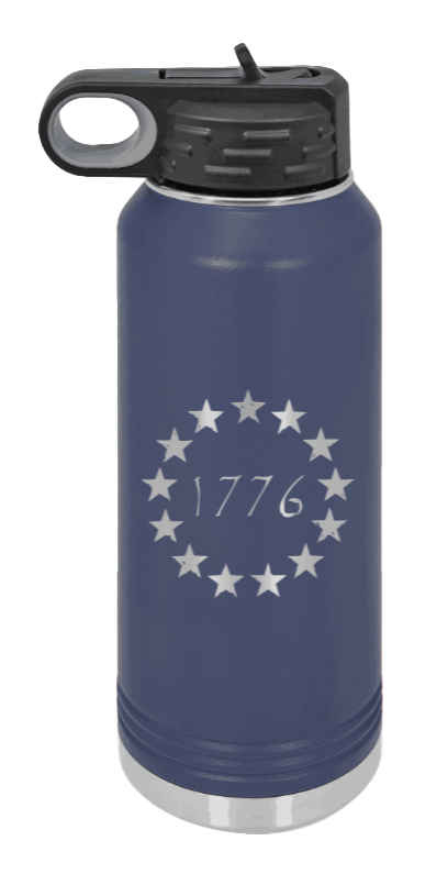 1776 - 32oz Water Bottle Laser Engraved- Navy