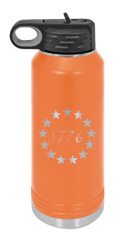 1776 - 32oz Water Bottle Laser Engraved- Orange