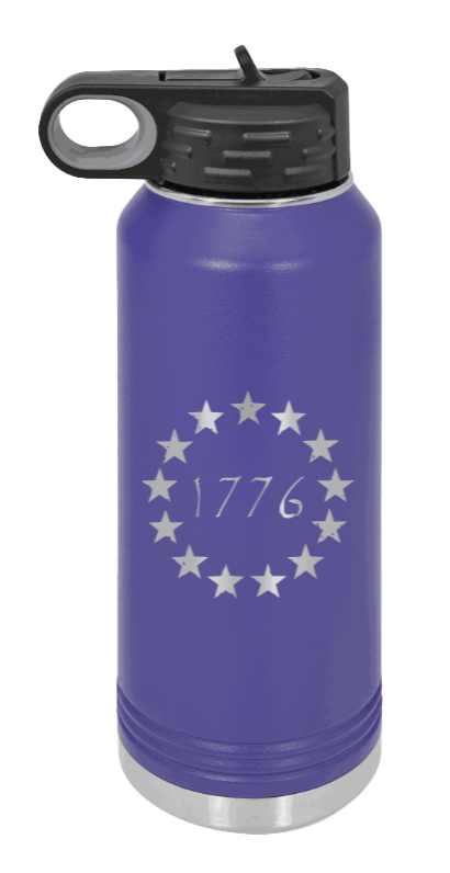 1776 - 32oz Water Bottle Laser Engraved- Purple