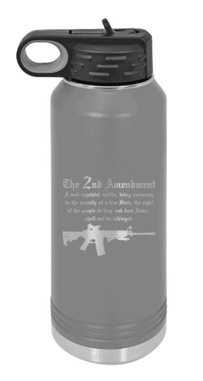 2nd Amendment  - 32oz Water Bottle Laser Engraved- Dark Grey