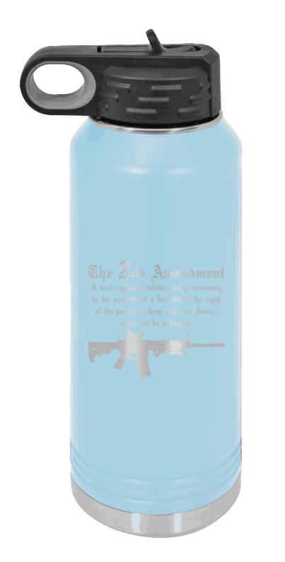 2nd Amendment  - 32oz Water Bottle Laser Engraved- Light Blue