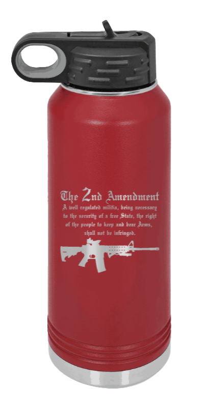2nd Amendment  - 32oz Water Bottle Laser Engraved- Maroon