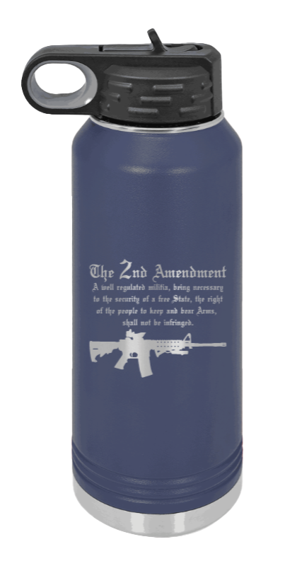 2nd Amendment  - 32oz Water Bottle Laser Engraved- Navy