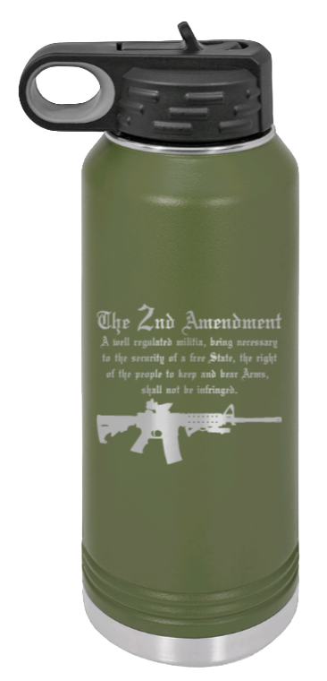 2nd Amendment  - 32oz Water Bottle Laser Engraved- Olive