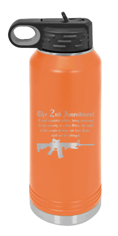 2nd Amendment  - 32oz Water Bottle Laser Engraved- Orange