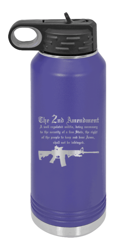 2nd Amendment  - 32oz Water Bottle Laser Engraved- Purple