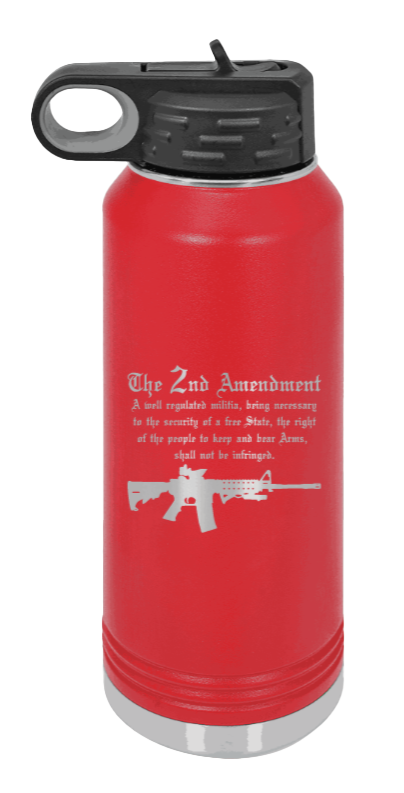 2nd Amendment  - 32oz Water Bottle Laser Engraved- Red