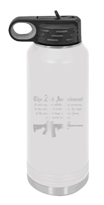 2nd Amendment  - 32oz Water Bottle Laser Engraved- White