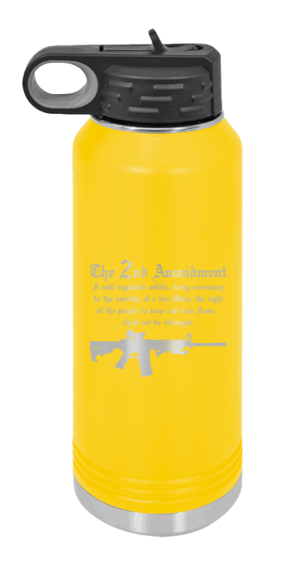 2nd Amendment  - 32oz Water Bottle Laser Engraved- Yellow