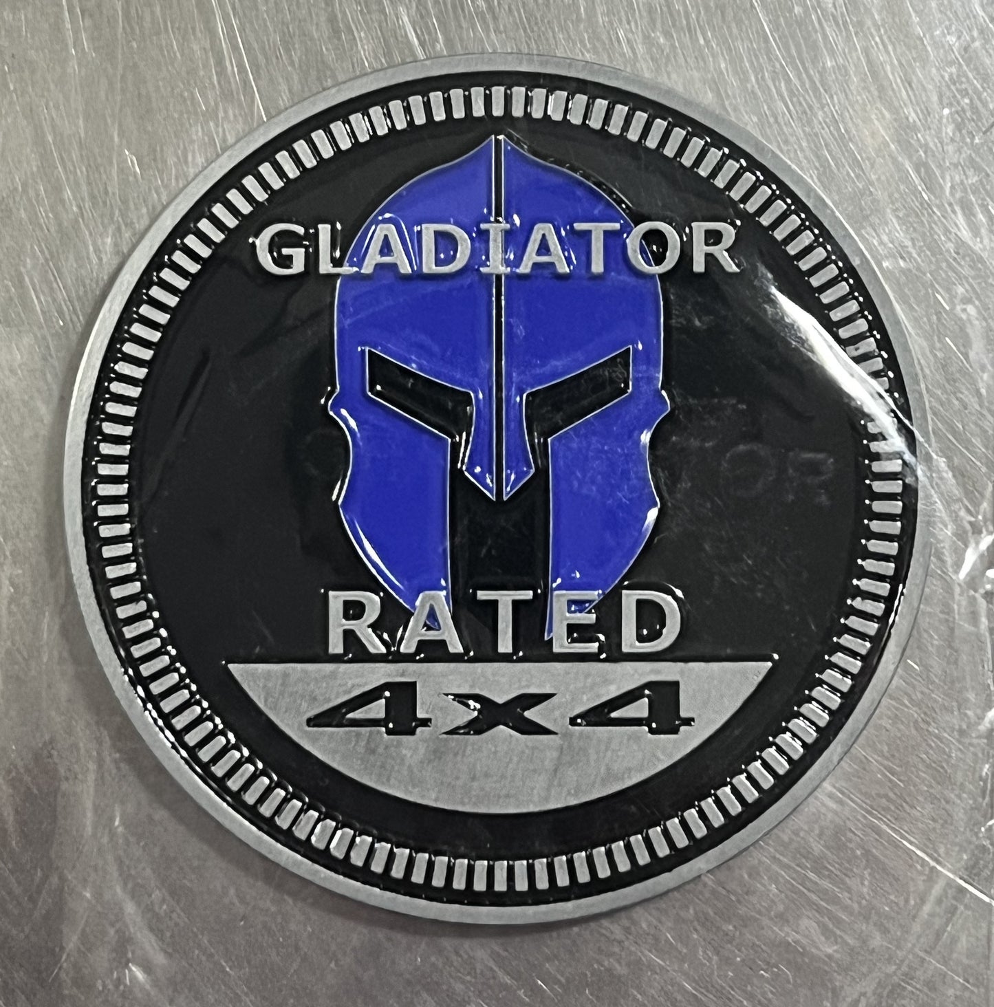 Blue Gladiator Rated Fender Badge Emblem