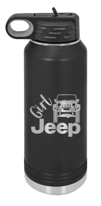 Girl Jeep JK - 32oz Water Bottle Laser Engraved- Black