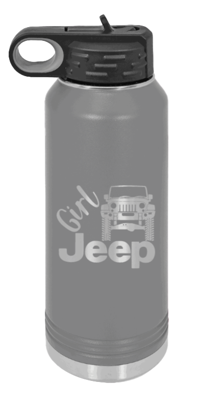 Girl Jeep JK - 32oz Water Bottle Laser Engraved- Dark Grey