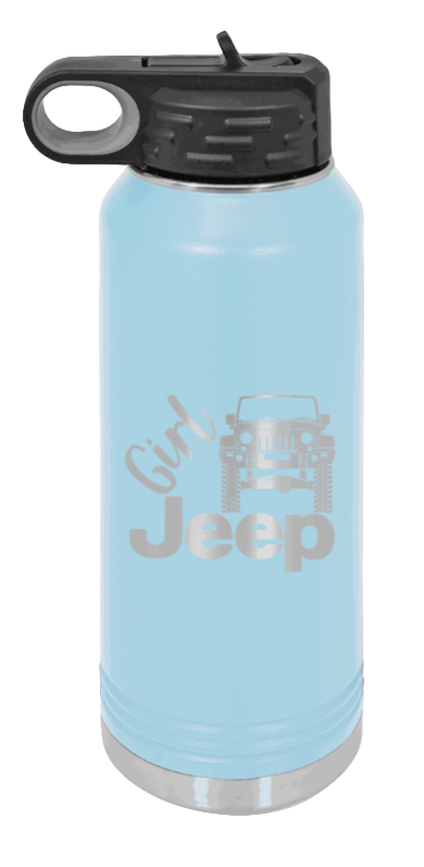 Girl Jeep JK - 32oz Water Bottle Laser Engraved- Light Blue
