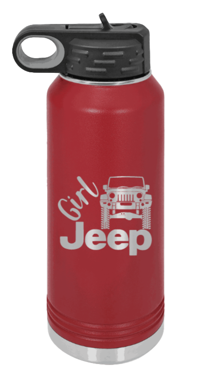 Girl Jeep JK - 32oz Water Bottle Laser Engraved- Maroon