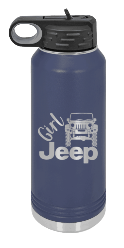 Girl Jeep JK - 32oz Water Bottle Laser Engraved- Navy