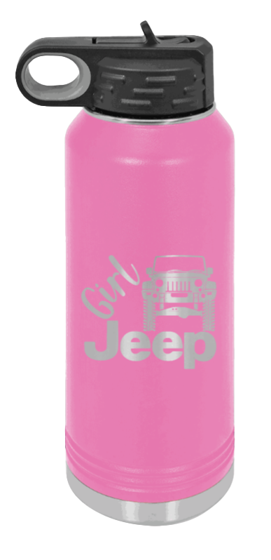Girl Jeep JK - 32oz Water Bottle Laser Engraved- Pink