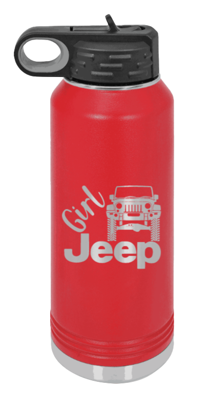 Girl Jeep JK - 32oz Water Bottle Laser Engraved- Red
