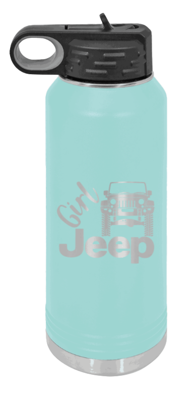 Girl Jeep JK - 32oz Water Bottle Laser Engraved- Teal