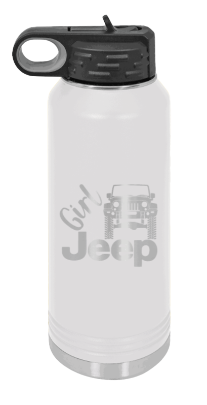 Girl Jeep JK - 32oz Water Bottle Laser Engraved- White
