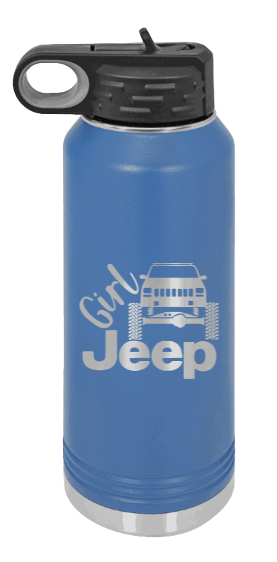 Girl Jeep Cherokee - 32oz Water Bottle Laser Engraved- Royal Blue