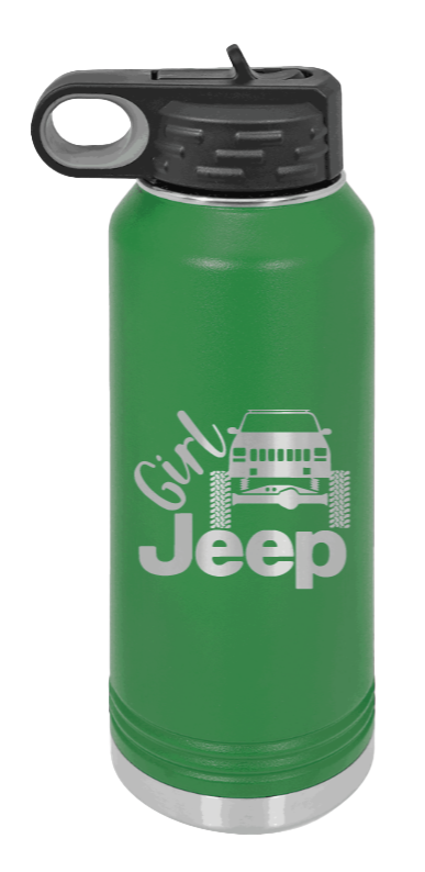 Girl Jeep Cherokee - 32oz Water Bottle Laser Engraved- Green