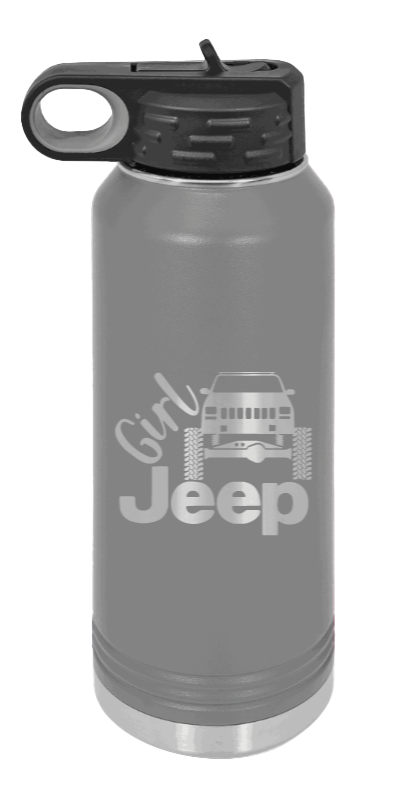 Girl Jeep Cherokee - 32oz Water Bottle Laser Engraved- Dark Grey